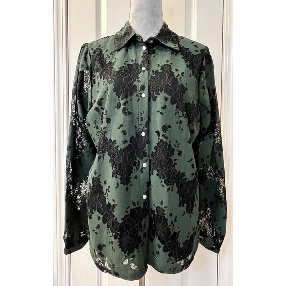CATO Women’s Western Lace LS Button Up Blouse Box 14/16W Vintage Inspired Retro - Picture 1 of 8